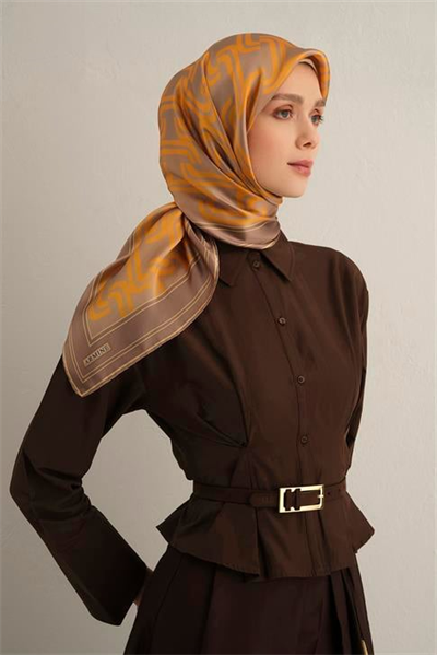 Armine Klasik Desenli Saf İpek Sura Eşarp 9343D 36
