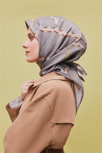 Armine Klasik Desenli Saf İpek Sura Eşarp 9346D 34