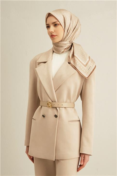 Armine Klasik Desenli Saf İpek Twill Eşarp 9301D 36