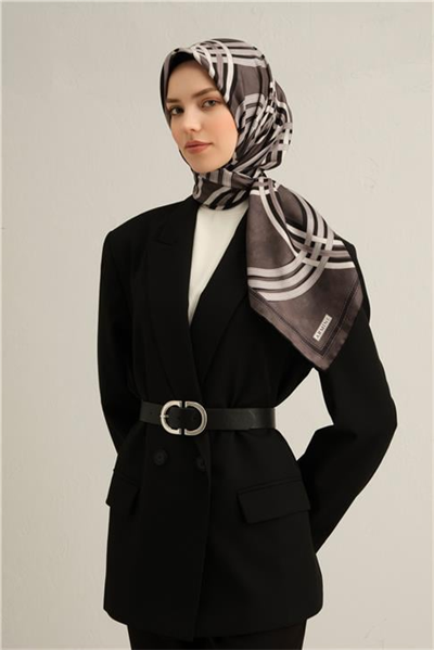 Armine Klasik Desenli Saf İpek Twill Eşarp 9333D 85