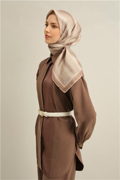 Armine Klasik Desenli Saf İpek Twill Eşarp 9327D 84