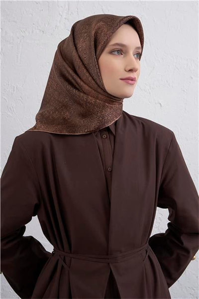 Armine Klasik Desenli Saf İpek Twill Eşarp 9437D 16