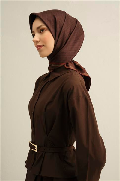 Armine Klasik Desenli Saf İpek Twill Eşarp 9301D 81