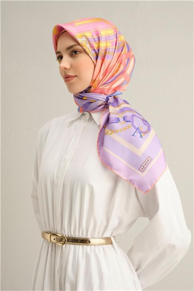 Armine Klasik Desenli Saf İpek Twill Eşarp 9315D 50