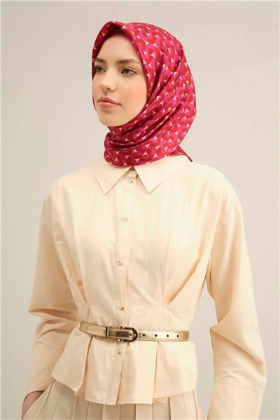 Armine Klasik Desenli Saf İpek Twill Eşarp 9321D 82