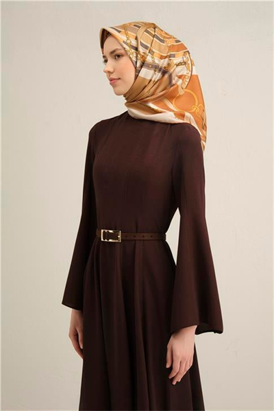Armine Klasik Desenli Saf İpek Twill Eşarp 9315D 01