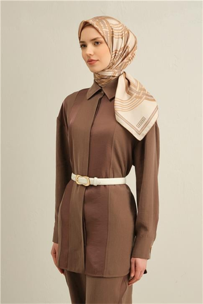 Armine Klasik Desenli Saf İpek Twill Eşarp 9333D 04