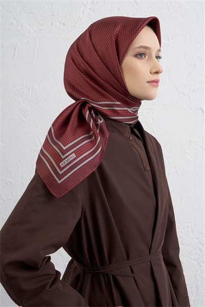 Armine Klasik Desenli Saf İpek Twill Eşarp 9404D 82