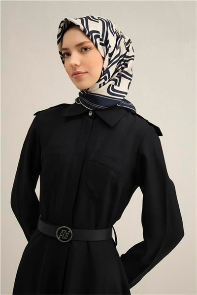 Armine Klasik Desenli Saf İpek Twill Eşarp 9343D 80