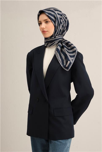 Armine Klasik Desenli Saf İpek Twill Eşarp 9351D 07