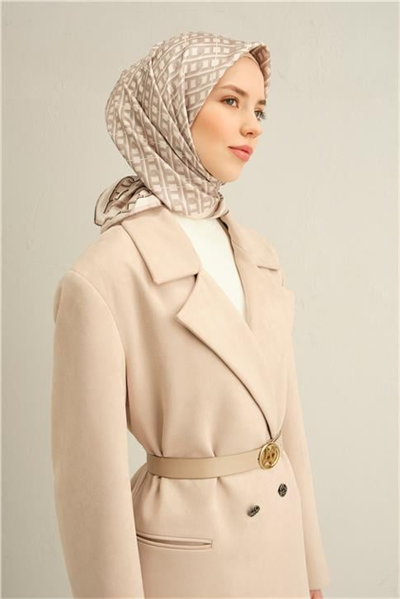Armine Klasik Desenli Saf İpek Twill Eşarp 9301D 05