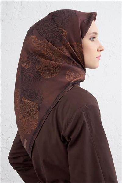 Armine Klasik Desenli Saf İpek Twill Eşarp 9428D 80