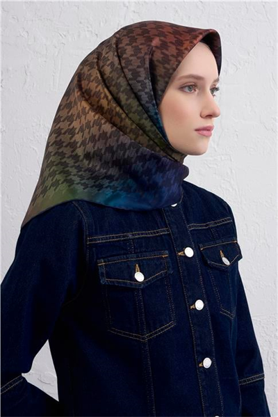 Armine Klasik Desenli Saf İpek Twill Eşarp 9434D 88