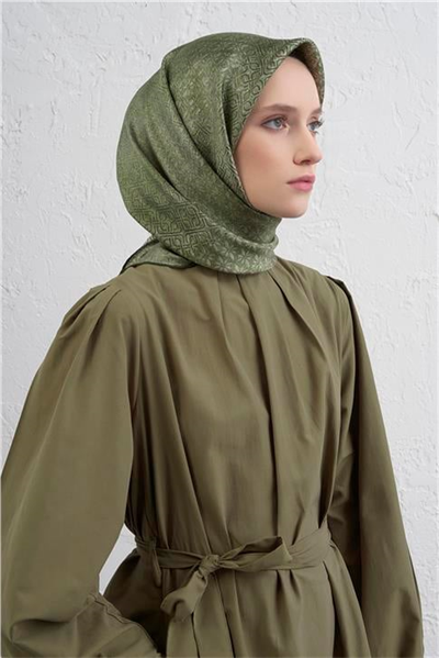 Armine Klasik Desenli Saf İpek Twill Eşarp 9437D 15
