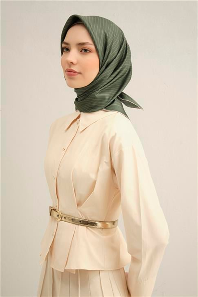 Armine Klasik Desenli Saf İpek Twill Eşarp 9348D 54