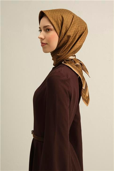 Armine Klasik Desenli Saf İpek Twill Eşarp 9301D 31