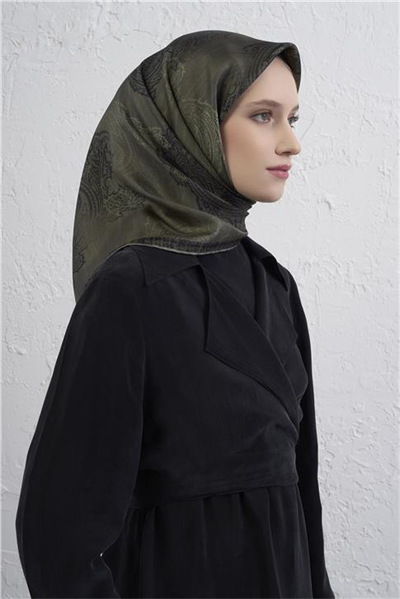 Armine Klasik Desenli Saf İpek Twill Eşarp 9428D 36