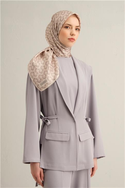 Armine Klasik Desenli Saf İpek Twill Eşarp 9321D 83