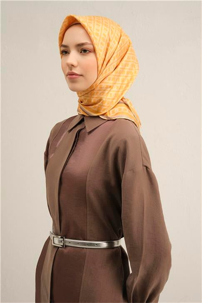 Armine Klasik Desenli Saf İpek Twill Eşarp 9301D 38