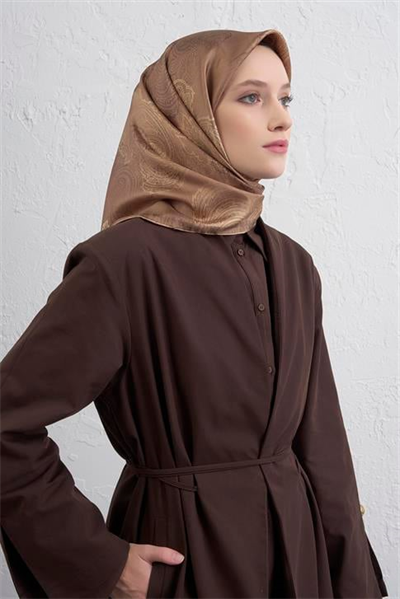 Armine Klasik Desenli Saf İpek Twill Eşarp 9428D 38