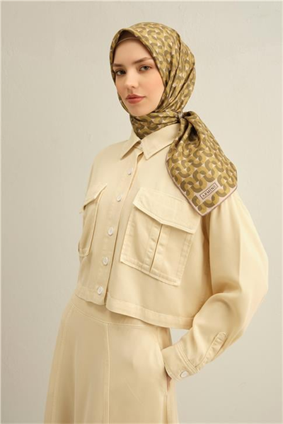 Armine Klasik Desenli Saf İpek Twill Eşarp 9321D 36