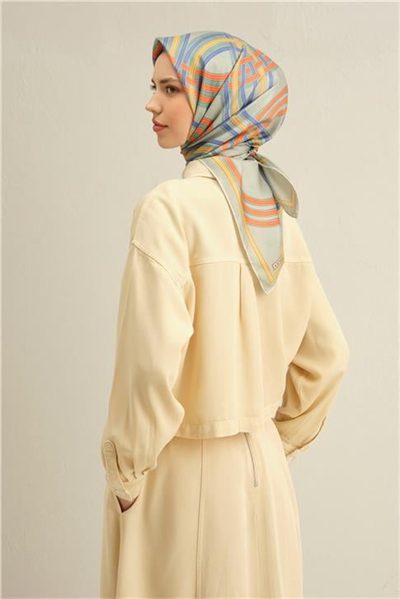 Armine Klasik Desenli Saf İpek Twill Eşarp 9333D 35