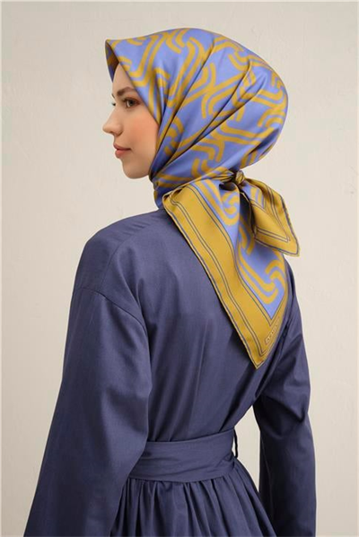 Armine Klasik Desenli Saf İpek Twill Eşarp 9343D 01