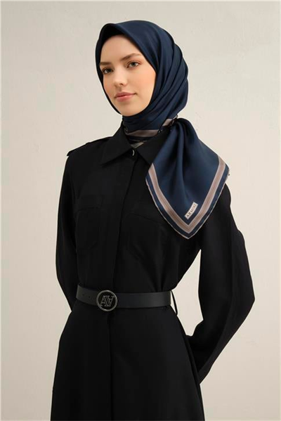 Armine Klasik Desenli Saf İpek Twill Eşarp 9356D 09