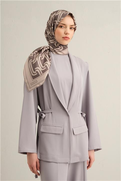 Armine Klasik Desenli Saf İpek Twill Eşarp 9343D 02