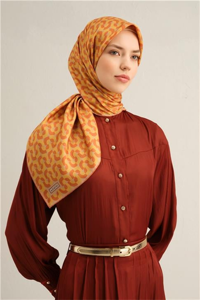 Armine Klasik Desenli Saf İpek Twill Eşarp 9321D 51