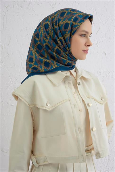 Armine Klasik Desenli Saf İpek Twill Eşarp 9410D 55