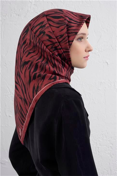Armine Klasik Desenli Saf İpek Twill Eşarp 9435D 35