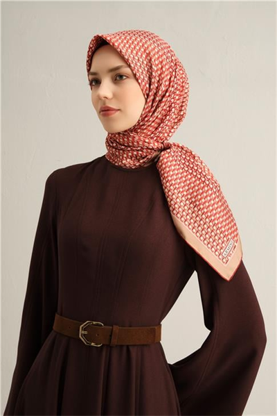 Armine Klasik Desenli Saf İpek Twill Eşarp 9319D 07