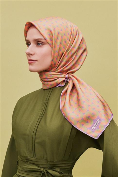 Armine Klasik Desenli Saf İpek Twill Eşarp 9321D 33