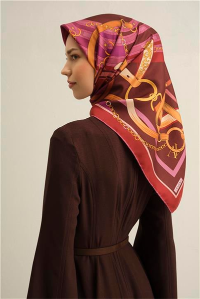 Armine Klasik Desenli Saf İpek Twill Eşarp 9315D 54
