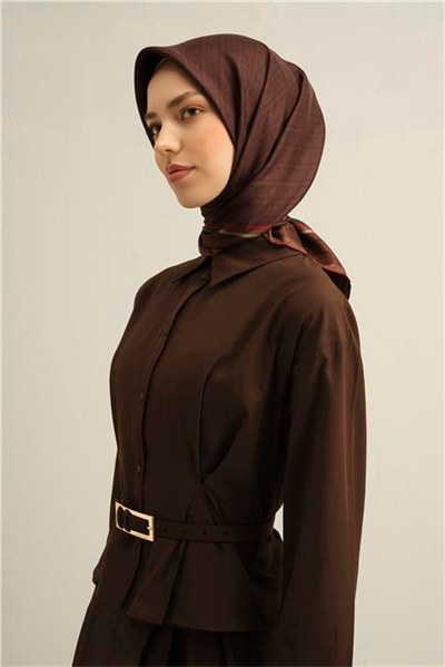 Armine Klasik Desenli Saf İpek Twill Eşarp 9301D 81