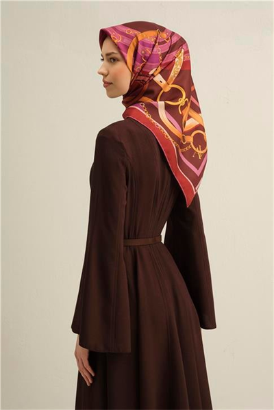 Armine Klasik Desenli Saf İpek Twill Eşarp 9315D 54