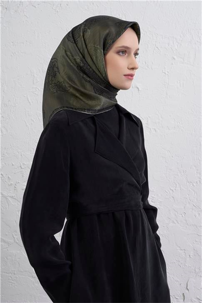 Armine Klasik Desenli Saf İpek Twill Eşarp 9428D 36