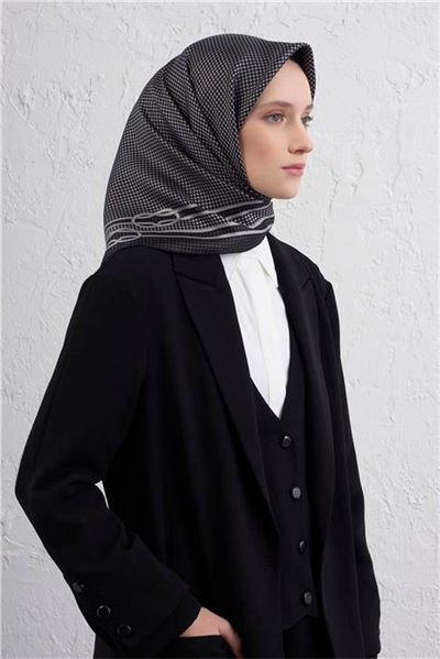 Armine Klasik Desenli Saf İpek Twill Eşarp 9404D 01