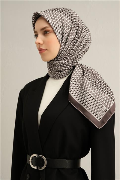 Armine Klasik Desenli Saf İpek Twill Eşarp 9319D 08