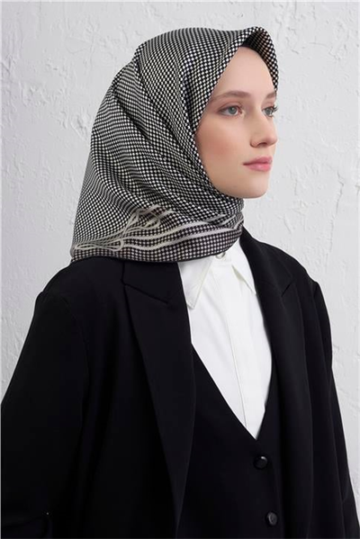 Armine Klasik Desenli Saf İpek Twill Eşarp 9404D 80
