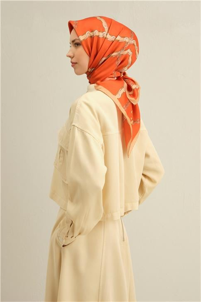 Armine Klasik Desenli Saf İpek Twill Eşarp 9346D 01