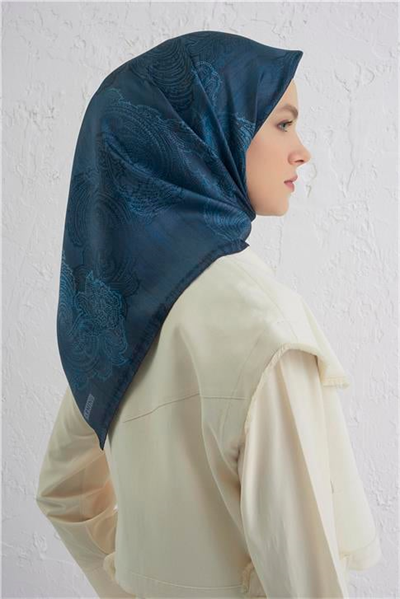 Armine Klasik Desenli Saf İpek Twill Eşarp 9428D 34