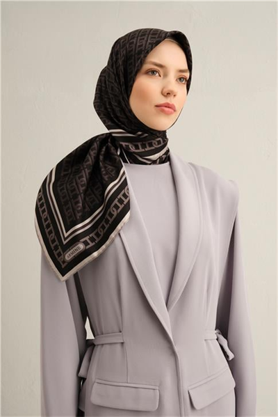 Armine Klasik Desenli Saf İpek Twill Eşarp 9301D 84
