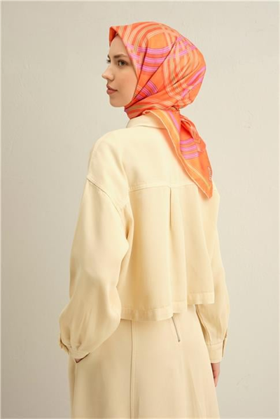 Armine Klasik Desenli Saf İpek Twill Eşarp 9333D 31