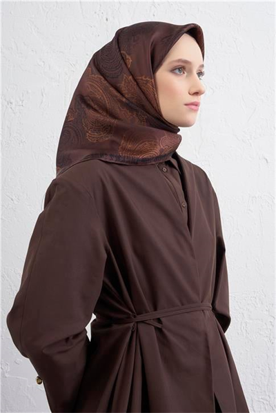 Armine Klasik Desenli Saf İpek Twill Eşarp 9428D 80