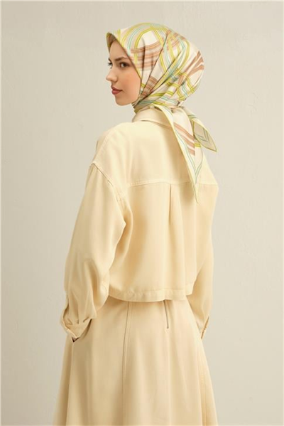 Armine Klasik Desenli Saf İpek Twill Eşarp 9333D 33