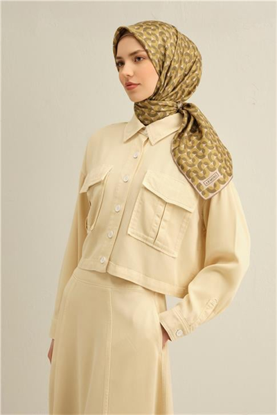Armine Klasik Desenli Saf İpek Twill Eşarp 9321D 36