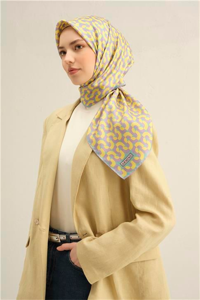 Armine Klasik Desenli Saf İpek Twill Eşarp 9321D 53