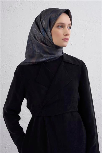 Armine Klasik Desenli Saf İpek Twill Eşarp 9428D 02